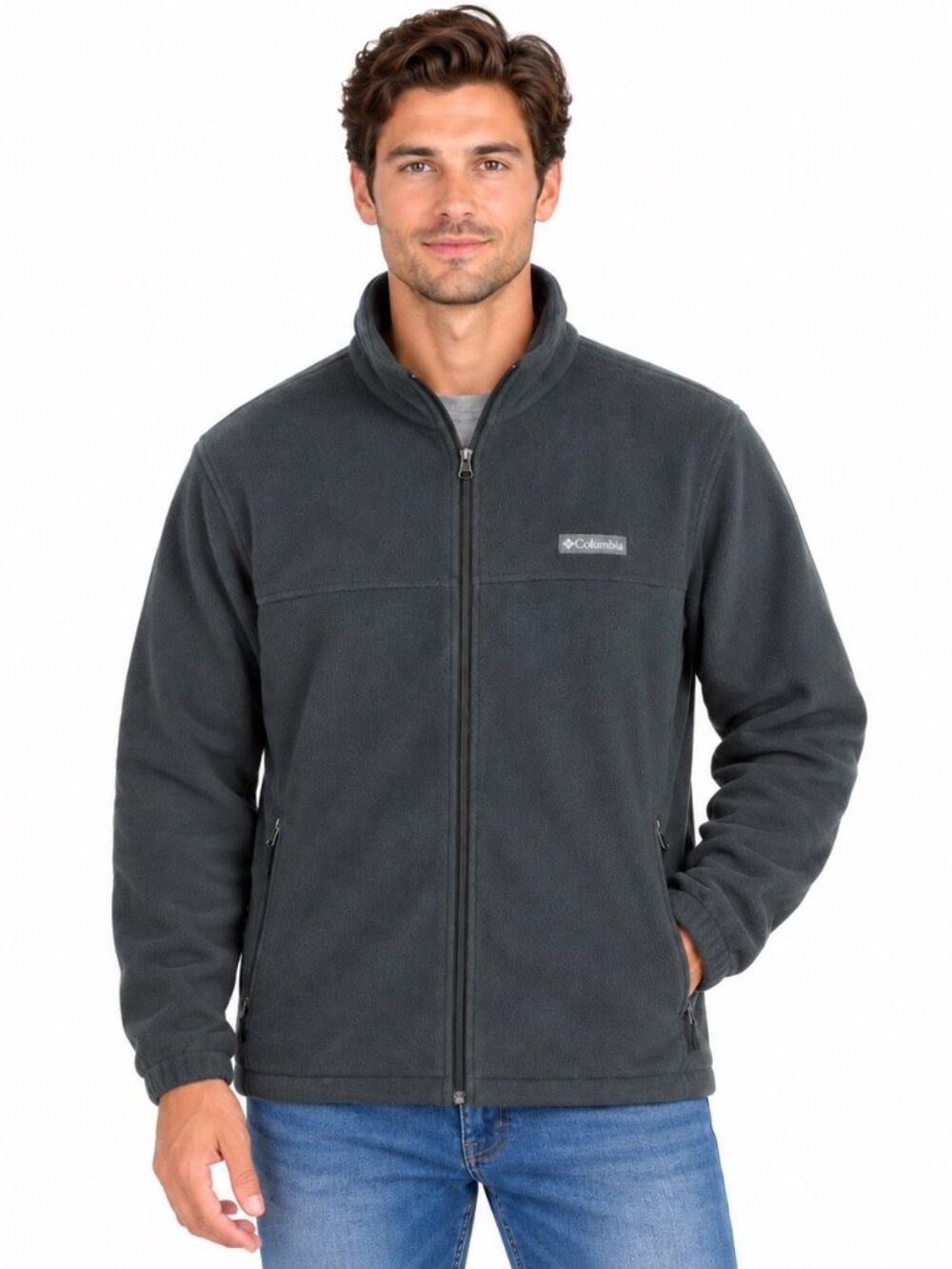 NWT Columbia Men's XL Mount Grant Fleece Jacket Gray Full Zip Collar Outdoor